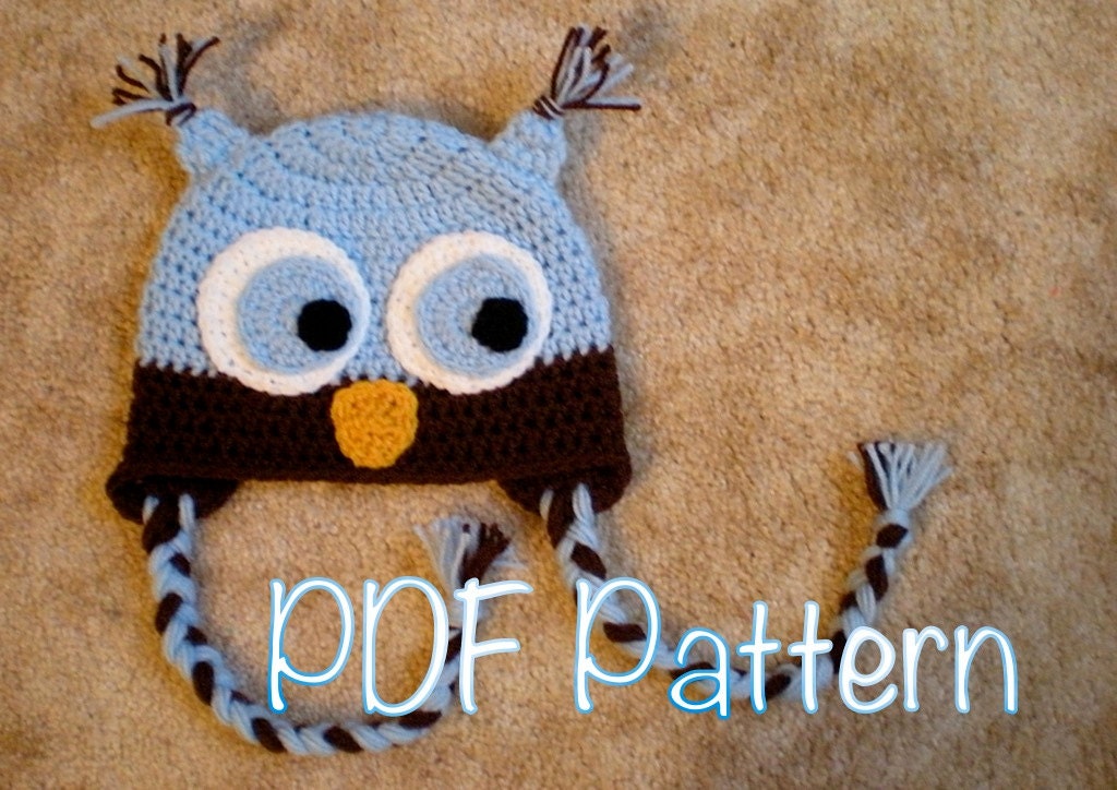 PATTERN:  Owl Hat, size newborn to adult, baby kid animal hat, pattern, easy crochet, pdf, InStAnT DoWnLoAd, Permission to Sell