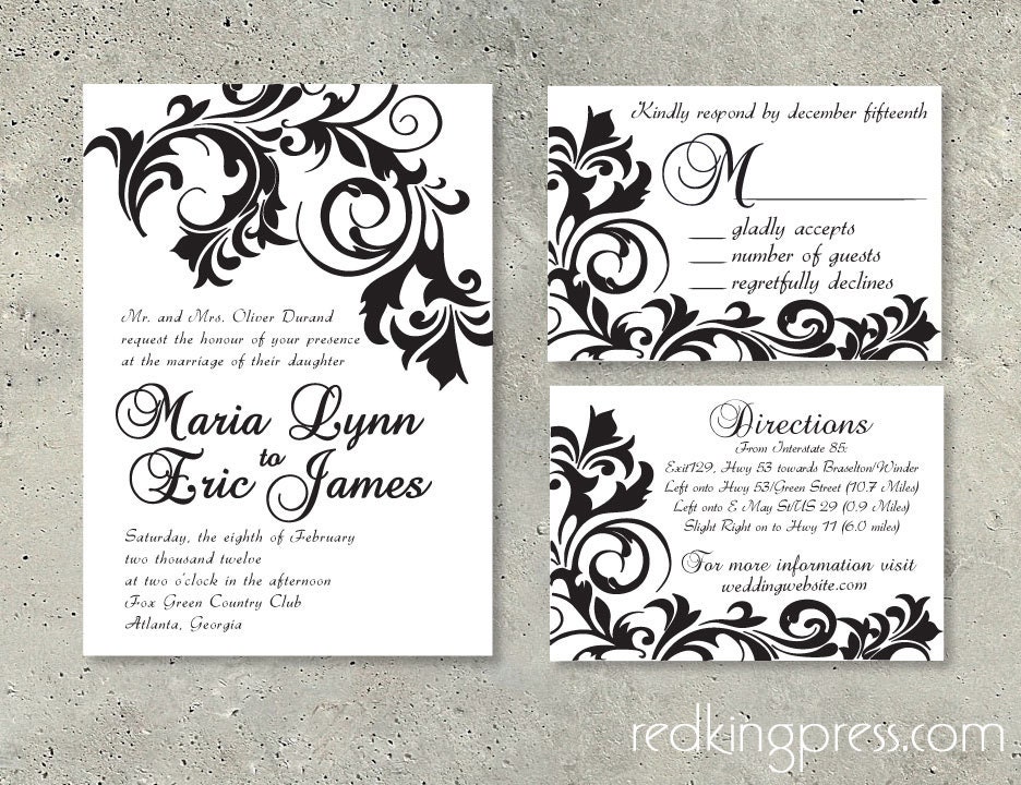 Printable PDF Invitation for Wedding, Elegant Vine