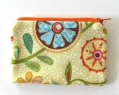 Coin Purse Padded Zipper Pouch Modern Summer Flowers Yellow Cell Phone Pouch