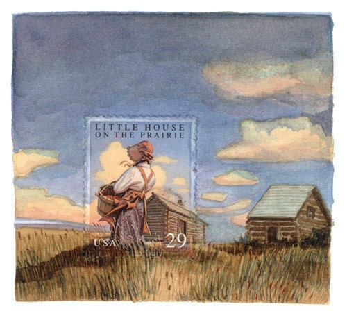 Limited Edition Print: Little House on the Prairie Postage Stamp Painting