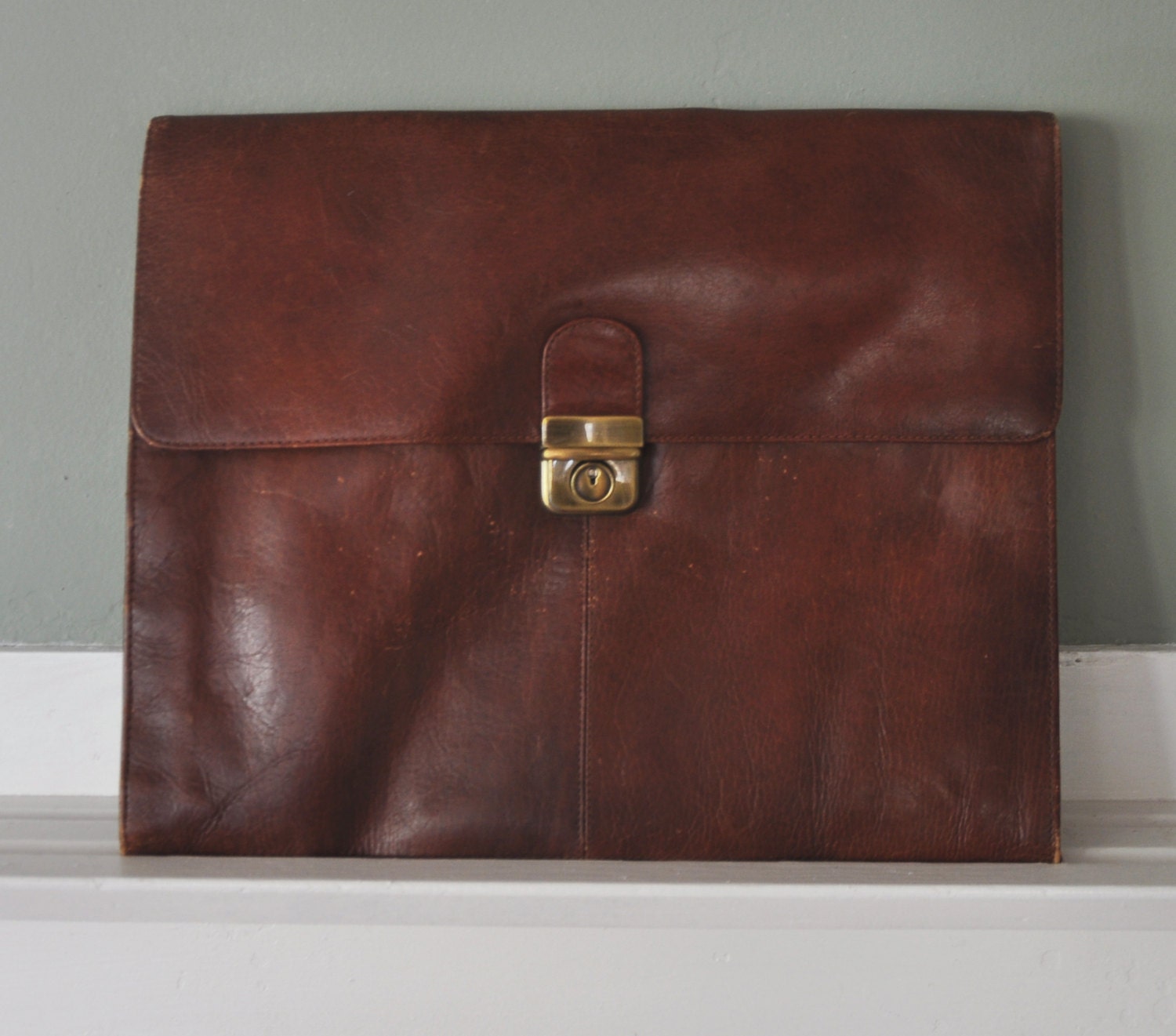 Large Leather Clutch Case with Lock & Key