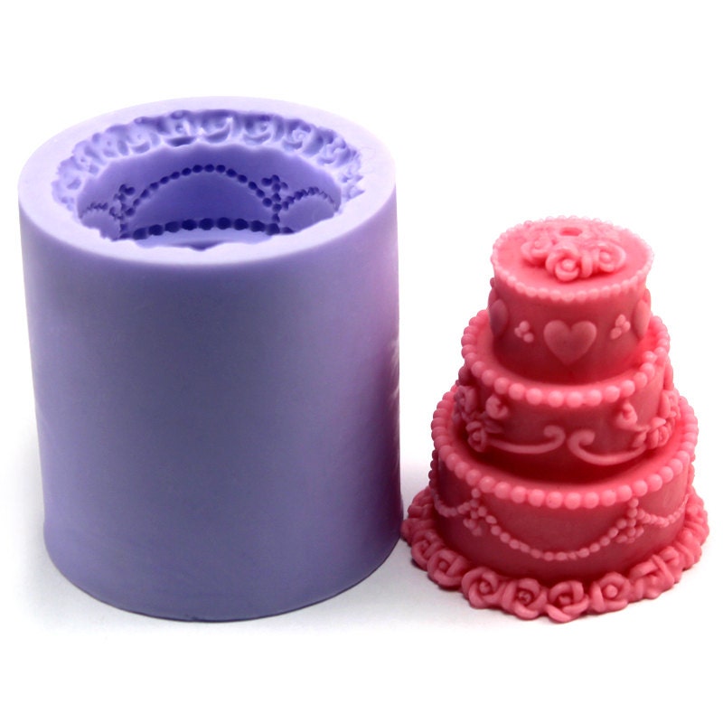 LZ0101 Happy Birthday Cake Shape Heart Candle Mold Silicone Candle Molds Soap Mold Silicone Soap Molds