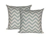 Two Village Blue Chevron Pillow Covers 18" x 18" - Premier Prints - Hidden Zipper Closure