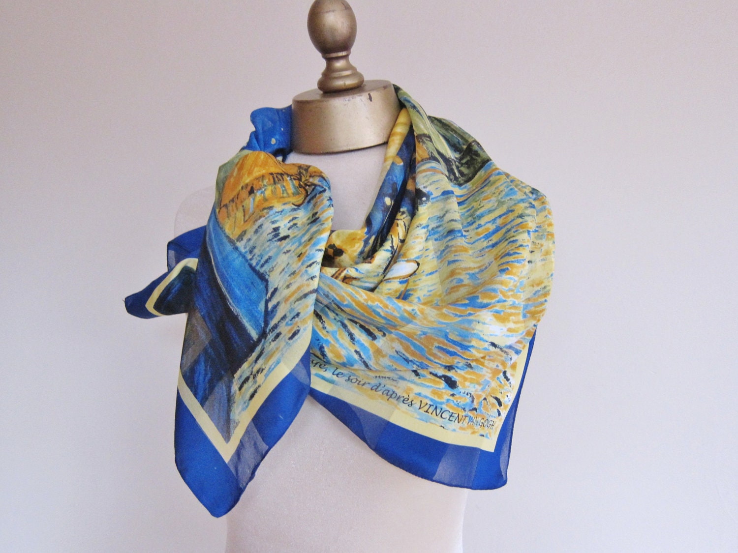 Van Gogh, vintage scarf, square, Le Cafe,