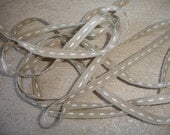 Small Natural Linen Sewing Tape / Ribbon / Trim /  - White Stitches   - Edging  Made in France Craft and Sewing Project Wrapping
