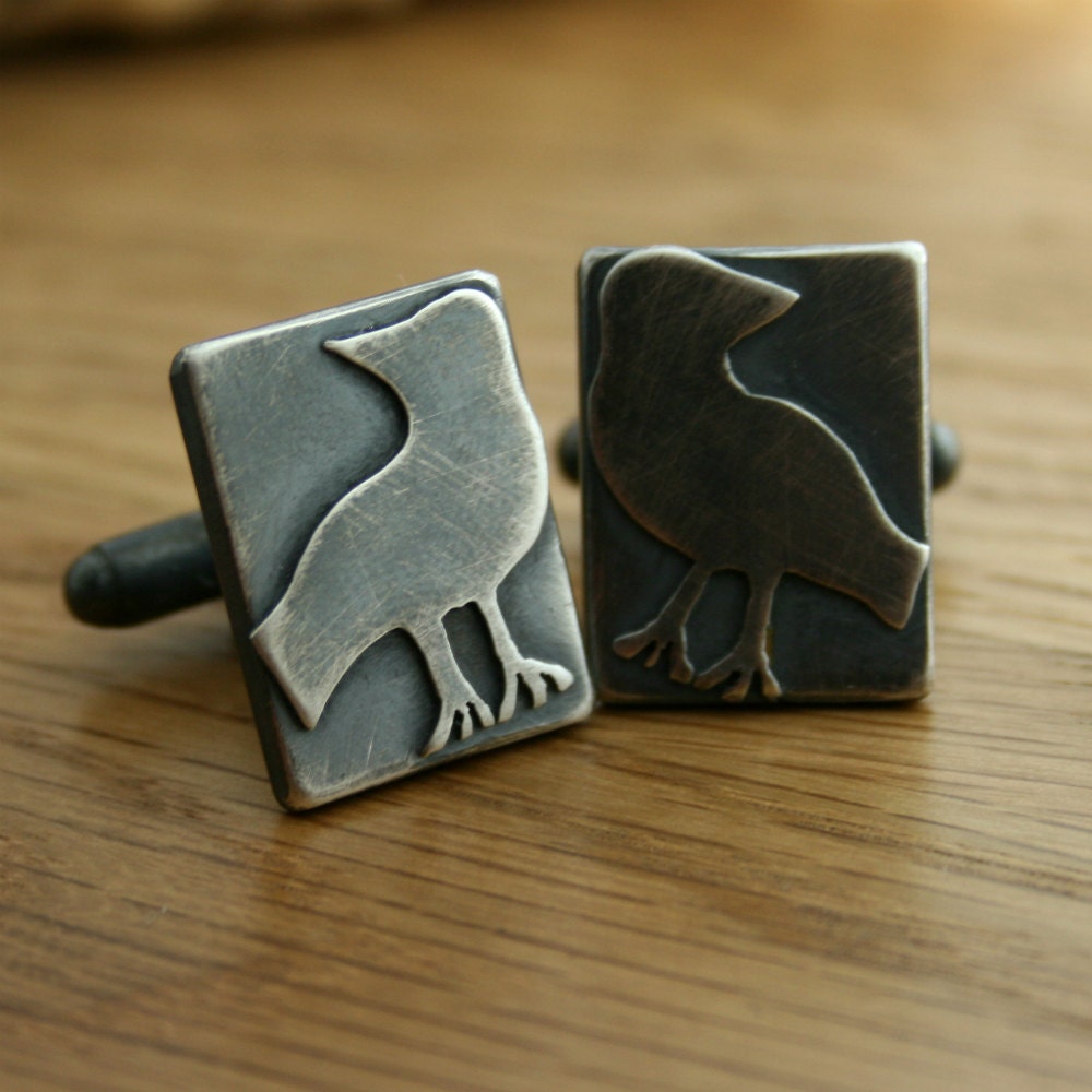 Odin's Ravens Silver Cufflinks, Mythology, Norse Gods, Gift For Him, Wedding Present, Groom, Best Man, Geekery, Novelty