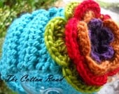 Girly Flower Headband/Ear-warmer (Crocheted)