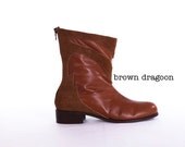 Brown Dragoon - Handmade brown boots with back zipper - Made to order - 30% OFF
