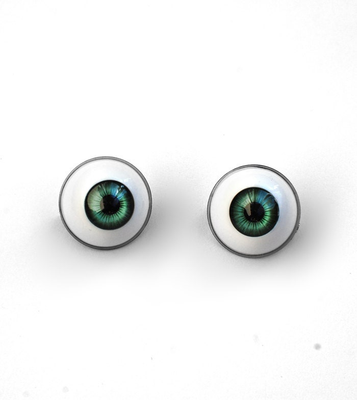 Green Eyeball Collar Pins / Collar Clips / Eyeball Pins / Eye Brooch / Third Eye