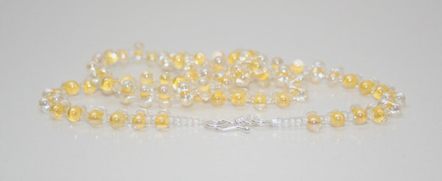 handmade artisan glass necklace yellow blown glass sterling silver necklace hook clasp hallmarked 925 silver choker