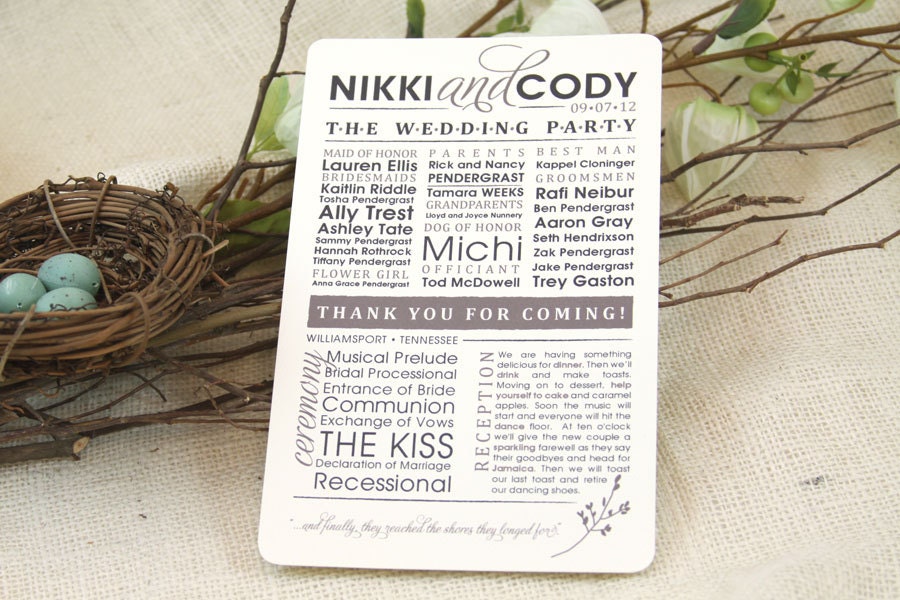 Modern & Rustic Wedding Program Get Started by nestingprojectwed