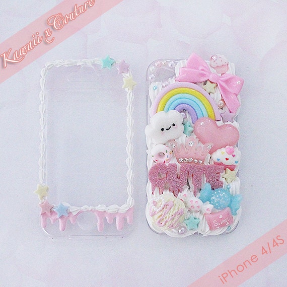MADE TO ORDER iPhone 4/4S Front/Back Whipped Cream & Frosting Kawaii Sweets Decoden Case