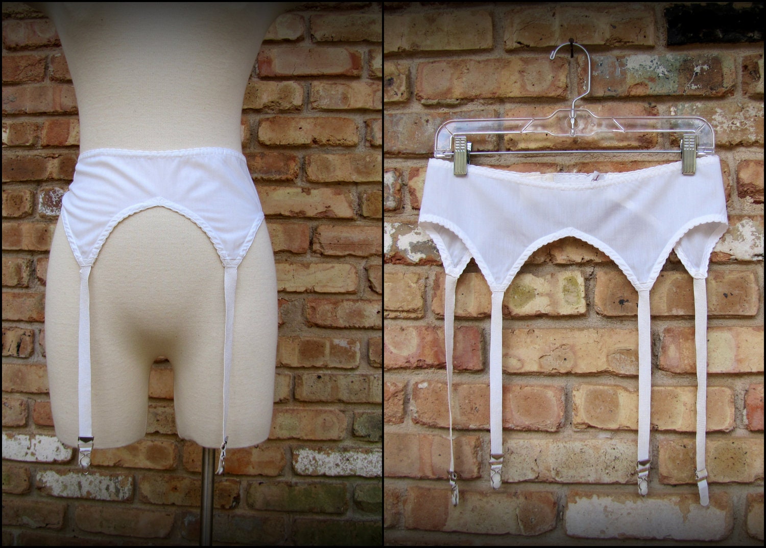 Vintage Lingerie / Simone Cotton Garter Belt / 1960s / Medium