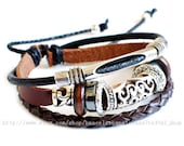 Fashion adjustable leather bracelet men bracelet punk bracelet made of leather wood beads and metal wrist bracelet  SH-2646