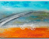PAINTING Original Modern Abstract Neon Blue Orange Turquoise Bike art on canvas. River - water - aqua Home decor Wall art 12x16 - AstaArtwork PAINTING Original Modern Abstract Neon Blue Orange Turquoise Bike art on canvas. River - water - aqua Home decor Wall art 12x16 - AstaArtwork