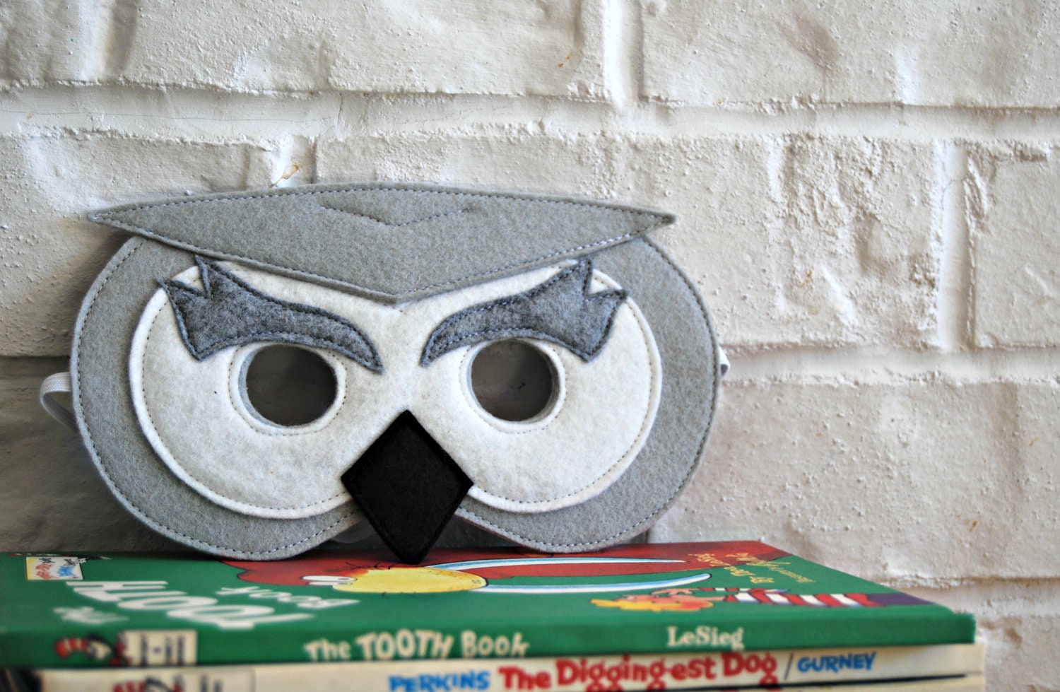 CHILD Felt Snowy Owl mask Halloween costume Photography prop