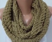 Hand knitted scarf...caramel..... Infinity Scarf Loop Scarf Circle Scarf ..