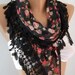 scarf womann Georgeus  Scarf   Elegance  Scarf    Feminine   Black  Pink flowered