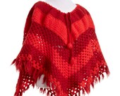 Women's Tonal Red vintage Crochet Poncho size OS