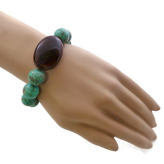 Porcelain Bracelet - Magnesite Bracelet - Elastic Bracelet - Earthtones - Gemstone Bracelet - Stretch Bracelet