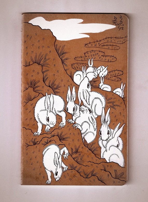 Wild Hokusai-japanese woodblock inspired large hand painted moleskine
