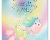 Angel print, personalized, guardian angel, name poster print, 11 x 14 inches, Design no.1