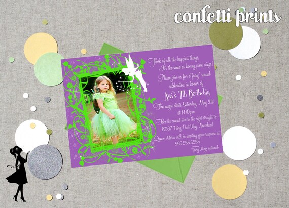 TINKERBELL Birthday Invitation / Photo Card Printable Il_570xn