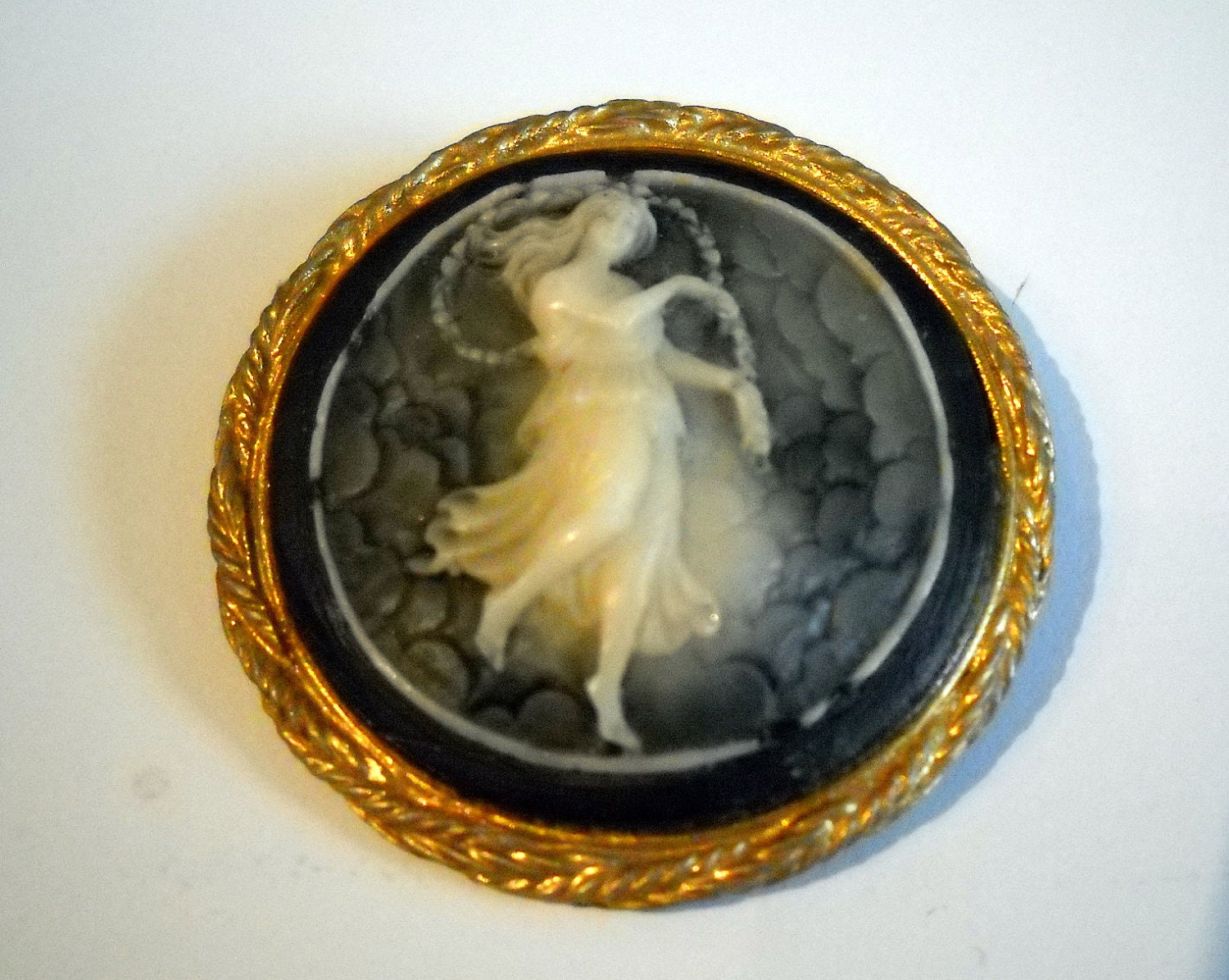 Cameo Black Brooch Vintage Pin