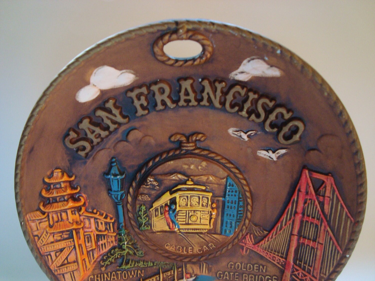 3 Dimensional San Francisco Souvenir Vintage Ceramic Plate