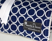 Baby Blanket with Stroller Ties, Metro Living Circles by Robert Kaufman and White Dot Minky