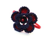 Crochet flower headband, red, blue, hair accessory, women, girls