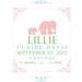 Elephant Nursery- BABY ANNOUNCEMENT- 8 x 10, Wall art, Children Decor