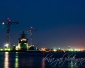 11x14 or 12x18 Frame Ready Linen Texture Print of Ship in the Portsmouth Harbor, Portsmouth, VA. By the Waters Edge Gallery, no.220