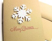8 Christmas Snowflake Cards, Christmas Cards, Holiday Card Set, Christmas Card Set, Hand Embossed