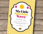 Printable invitation - Little sunshine birthday party collection