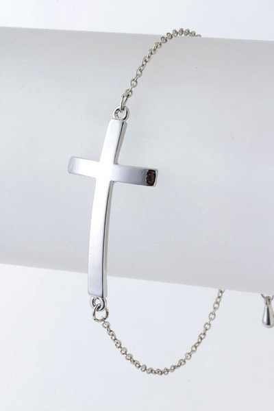 SALE- Bohemian Silver Sideways Cross Bracelet