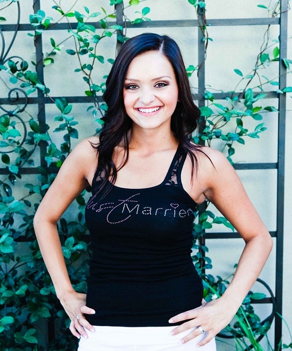 Just Married Tank Top. Bride, Newlywed, Just Married Rhinestone Tank Top. Wedding Clothing for Honeymoon.