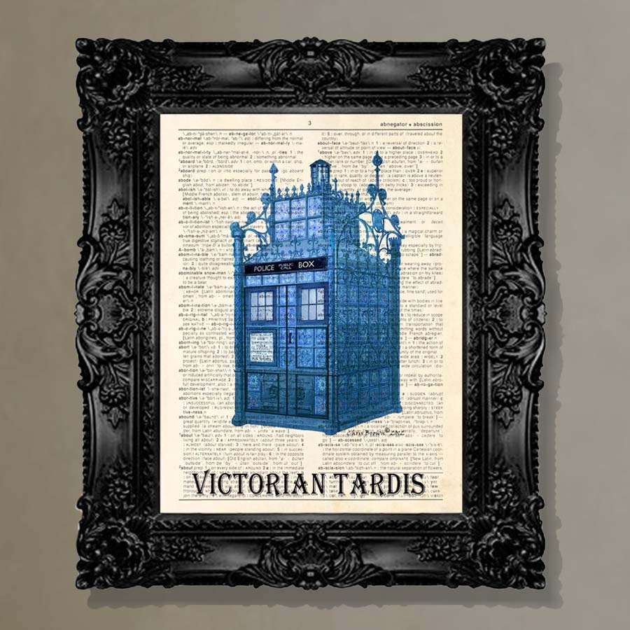 Dictionary Print: - Doctor Who fans "Vintage Victorian Tardis" - Printed on an antique dictionary page, Steampunk, Geekery