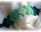 Beaded green seed beaded Right Angle Weave cuff bracelet, beadwoven jewelry, OOAK jewelry