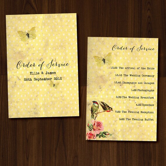 Nature Vintage Floral Professionally Printed Wedding Order of Service/Ceremony Program Il_570xn