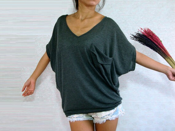 gray v neck top