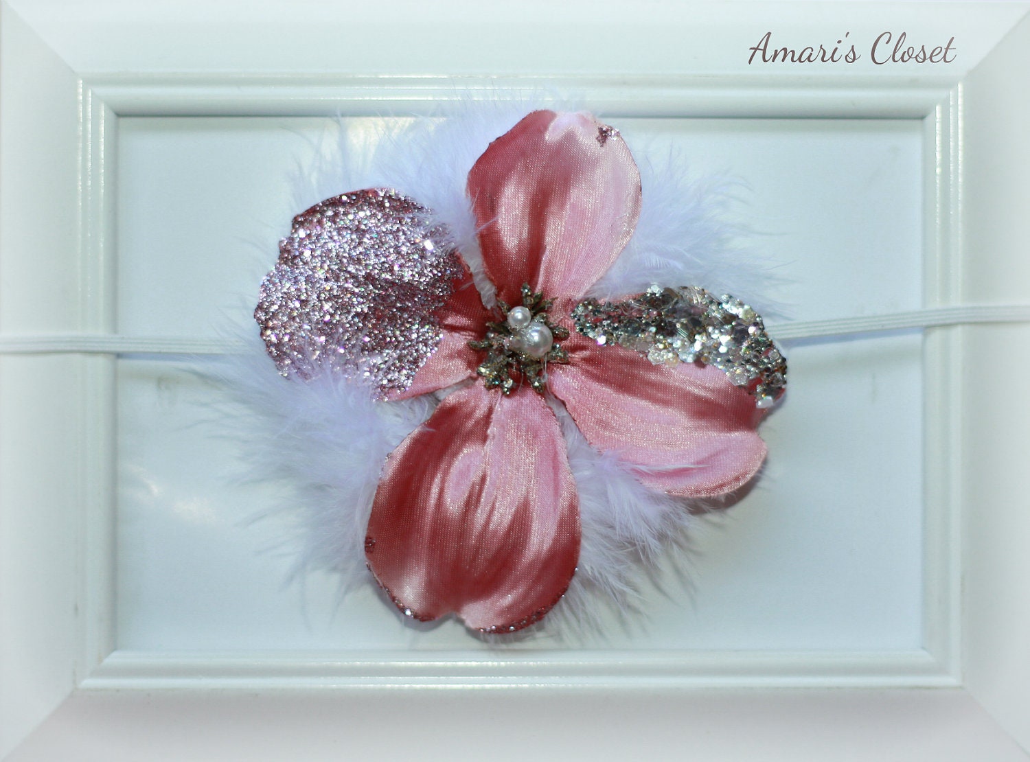 Pink and White Princess Headband Set - Made to Order - (Flower Girl , Pageant, Dress Up, Birthday, Bridesmaid)