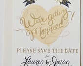 Save the Date Card with matching envelopes set of 25/Gold and Black