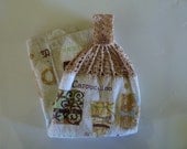 Crochet Topped Tea Towel - Cappuccino