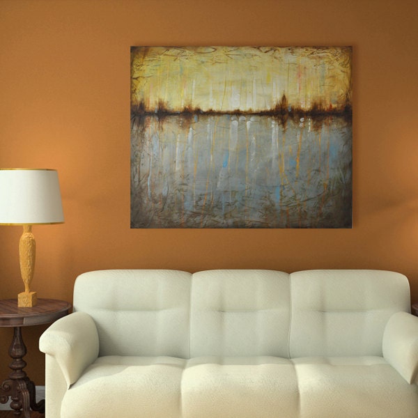 Large Original Painting on Canvas - Custom Made with Your Colors - Seascape Landscape - 30 x 36 Inch - Abstract Contemporary Painting