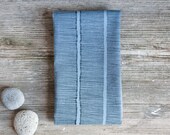 Towel "somewhat angular", handprinted, half-linen, silkscreen, powder blue