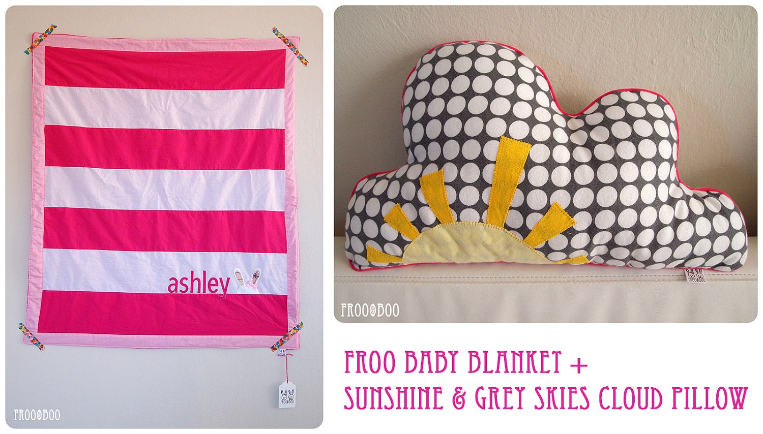 Froo Baby Blanket / Sunshine & Grey Skies Cloud Pillow Combo