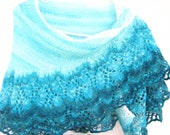 Angora yarn knit lace shawl. Gift her, wedding ,birthday, bridal, valnetine gift.FREE SHIPPING. - ATLASKNITSHOP