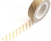 Gold and White Diagonal Striped Japenese Washi Tape