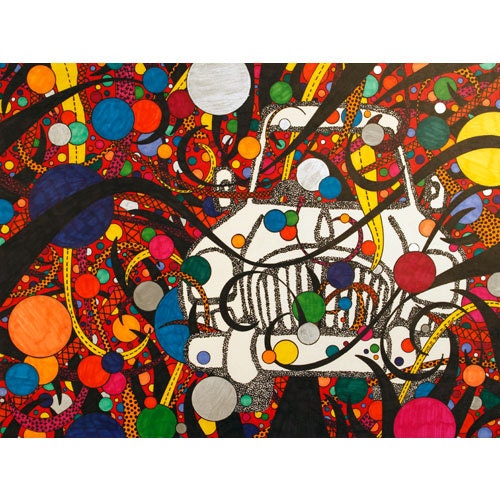 large 11x14 circus print "When Cown Cars Explode"